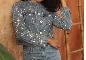 NEW AZI starburst denim jacket in blue